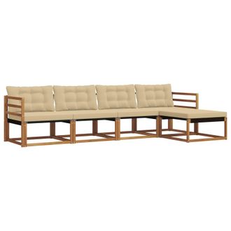vidaXL Conjunto De Sof&aacute;s De Exterior Con Coj&iacute;n 5 Pcs Natural Y Beige Vidaxl
