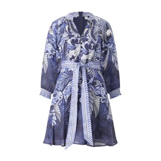 Hale Bob Shirt Dresses, female, Blue, Size: XS Alaina Belted Linen Dress