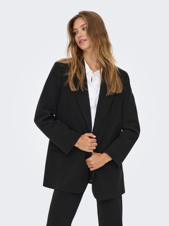 Only Longblazer ONLY ONLLANA-BERRY L/S REG BLAZER TLR CS, Damen, Gr. 34, schwarz (schwarz detail:with leo lining), Obermaterial: 87% Polyester, 13% Elastha