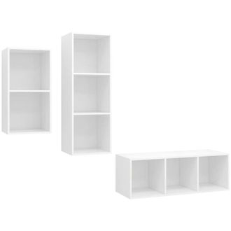 vidaXL Vidaxl - Muebles De Sal&oacute;n 3 Piezas Madera De Ingenier&iacute;a Blanco Brillo