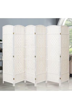 Living and Home Folding Solid Wood Room Divider Privacy Screen in White
