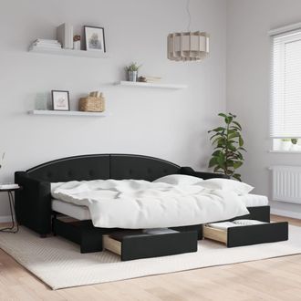 vidaXL Sof&aacute; Cama Nido Con Cajones Tela Negro 80x200 Cm Vidaxl