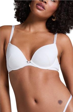 Hunkem&ouml;ller Pointelle Padded Underwired Bra in Snow White at Nordstrom, Size 38Dd