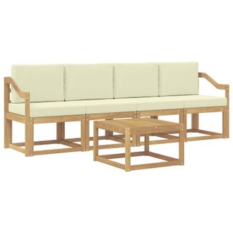 vidaXL Conjunto De Sof&aacute;s De Exterior Con Coj&iacute;n 5 Pcs Blanco Y Crema Vidaxl