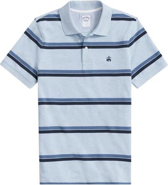 Brooks Brothers Lichtblauw Blauw Gestreept Golden Fleece Katoenen Polo - Heren - Polos - Blauw - S - Katoen - Tops