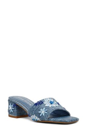 Anne Klein Dolls Block Heel Sandal in Blue Raffia at Nordstrom, Size 5.5