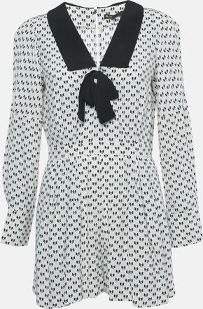 Maje White Bow Print Crepe Playsuit
