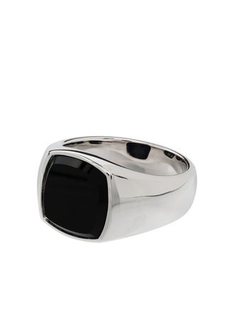 Tom Wood onyx square signet ring - Argento