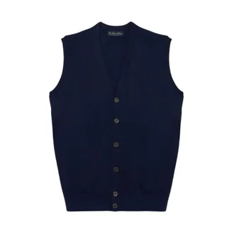 Brooks Brothers Chaleco de Su&eacute;ter Abotonado - Knitwear - Hombre - Azul - 3XL