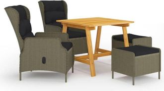 vidaXL Juego De Comedor Para Jard&iacute;n De 5 Piezas Marr&oacute;n Vidaxl