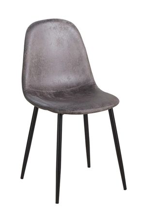 Regalos Miguel Sillas Comedor - Silla Black Teok Polipiel Vintage - Gris Oscuro