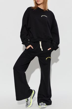 Palm Angels Sweatshirt With Printed Logo, Womens, Black