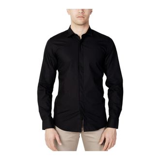Antony Morato Formal Effen Kleur Overhemd - Heren - Casual Overhemden - Zwart - 2XL - Katoen - Overhemden