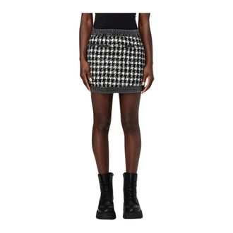 Liu Jo Short Skirts, female, Black, W28, Mini Tweed Skirt Houndstooth Check