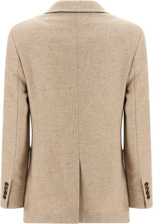 Max Mara Womens Beige Alpaca Leather Blazer Clothing