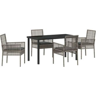 vidaXL Vidaxl - Conjunto De Comedor De Jard&iacute;n Con Coj&iacute;n 5 Pcs Gris Polirat&aacute;n