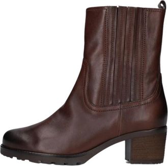 Gabor Cognac leren enkellaarsjes - Dames - Laarzen met Hak - Bruin - 38 EU - Leer - Schoenen