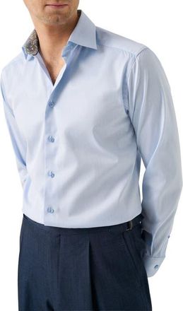 Eton Slim Fit Twill Dress Shirt in Light Blue at Nordstrom, Size 16.5