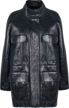 Fendi Donkerblauwe schapenvachtenjack