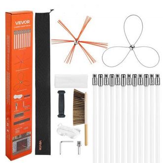 OEM Kit De Cepillo Limpieza De Chimenea, 2 Cabezales, 12 M Varilla Flexible De Nylon, Gafas, Bolsa, Deshollinador Durable Resistente Flexible A 90&deg; Para C