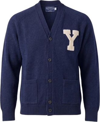 CHESAPEAKE'S Ivy Varsity Wool Cardigan - Heren - Vesten - Blauw - L - Wol - Truien & Vesten