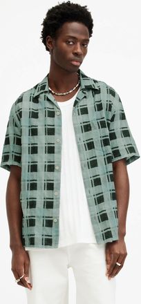 AllSaints Mens Cotton Big Sur Checked Relaxed Fit Shirt, Size: XXL