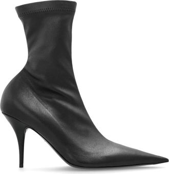 Balenciaga Avenue Enkellaarsjes met Hak - Dames - Laarzen met Hak - Zwart - 38 EU - Leer - Schoenen