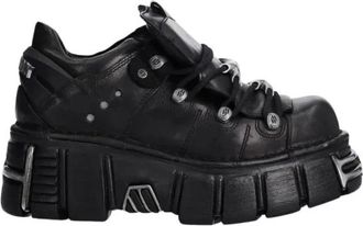 New Rock M-120N-S26 Enkellaars - Dames - Veterschoenen - Zwart - 38 EU - Leer - Schoenen