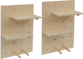 Hhg Juego De 2 Paneles De Pared Hhg-717, Decoraci&oacute;n De Pared, Estanter&iacute;a De Pared, Tablero Enchufable, 4 Niveles, Suspensi&oacute;n 60 X 40 Cm, Mvg, Color Natura