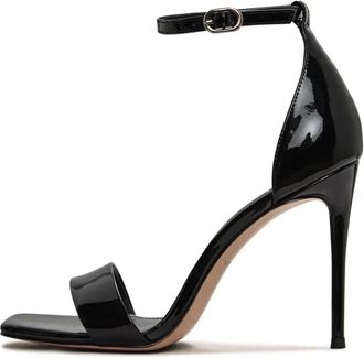 Cesare Gaspari Klassieke enkelbandhakken van lakleer - Zwart - Dames - Sandalen met hakken - Zwart - 38 EU - Leer - Schoenen