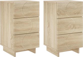 vidaXL Mesa De Noche 2 Pcs Roble Sonoma 33,5 X 34,5 X 60 Cm Vidaxl