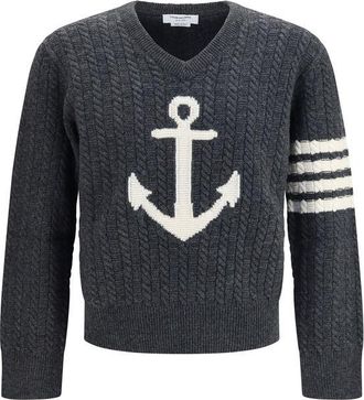 Thom Browne Gray Wool Oves Aries Mens Sweatshirt