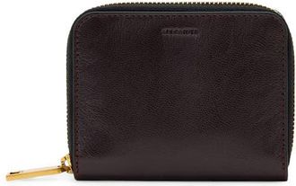 AllSaints Lena Hex Leather Zip Wallet in Burnt Umber Red at Nordstrom