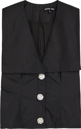 Sister Jane Birdie collared vest - women - Lyocell/Cotton - 6 - Black