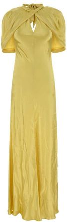Alberta Ferretti Yellow Satin Maxi Dress