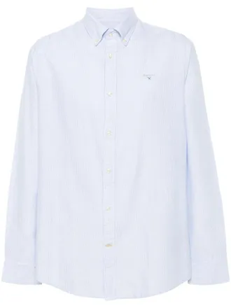 Barbour logo-embroidered striped shirt - men - Cotton - L - Blue