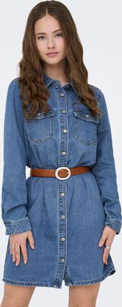 Only Jeanskleid ONLY ONLLISA L/S DNM DRESS GUA NOOS, Damen, Gr. XS, N-Gr, medium blau denim, Denim/Jeans, Obermaterial: 90% Baumwolle, 10% Viskose, unifarb