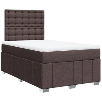 vidaXL Vidaxl - Cama Box Spring Con Colch&oacute;n Tela Marr&oacute;n Oscuro 120x200 Cm