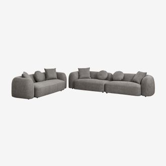 Sklum Sklum - Conjunto De Sal&oacute;n Con Sof&aacute; Modular De 2 Piezas Y Sof&aacute; De 3 Plazas En Chenilla Coco