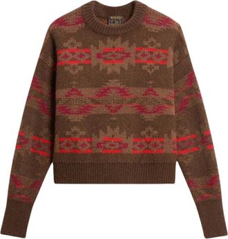 Woolrich Ronde hals gebreid - Dames - Ronde hals truien - Bruin - XS - Truien & Vesten