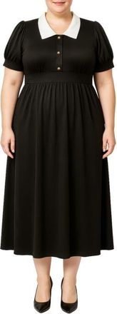 Standards & Practices Contrast Collar Midi Dress in Black at Nordstrom, Size 2 X