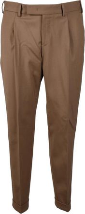 Pantaloni Torino Wolmix Stretchbroek - Heren - Slim Fit Broeken - Bruin - 3XL - Wol - Broeken