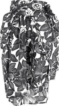 Lanvin Lanvin midi-rok met bloemenprint en strikceintuur in zwart-wit katoen