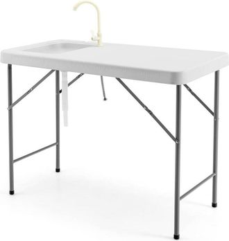Costway Costway Mesa Plegable Con Fregadero, Grifo, Tubo De Drenaje/mesa Port&aacute;til De Camping De Pesca Al Aire Libre Para Jard&iacute;n, Picnic 115 X 59 X 93,5 Cm, Ca
