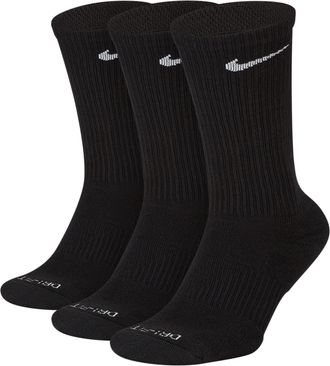 Nike Unisex Everyday Plus Cushioned Training Crew Socks (3 Pairs) in Black | SX6888-010