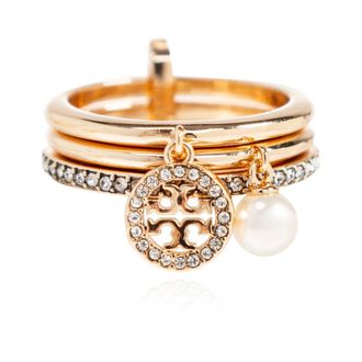 Tory Burch Tory Burch, Rings, female, Yellow, Size: 46 MM Icon Pav&eacute; Charm Ring