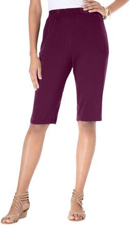 Roaman's Plus Size Soft Knit Pull On Bermuda Short in Dark Berry at Nordstrom, Size Large