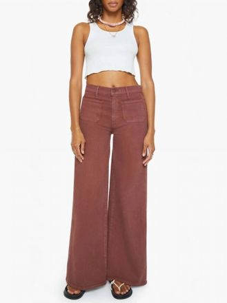 Mother Patch Pocket Undercover Sneak Wide Leg Pants In Cats And Dogs- Friar Brown
