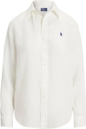 Polo Ralph Lauren Linnen Overhemd Rechte Pasvorm - Dames - Overhemden - Wit - XL - Linnen - Overhemden