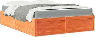 vidaXL Vidaxl - Cama Con Colch&oacute;n Madera Maciza De Pino Marr&oacute;n Cera 140x200 Cm
